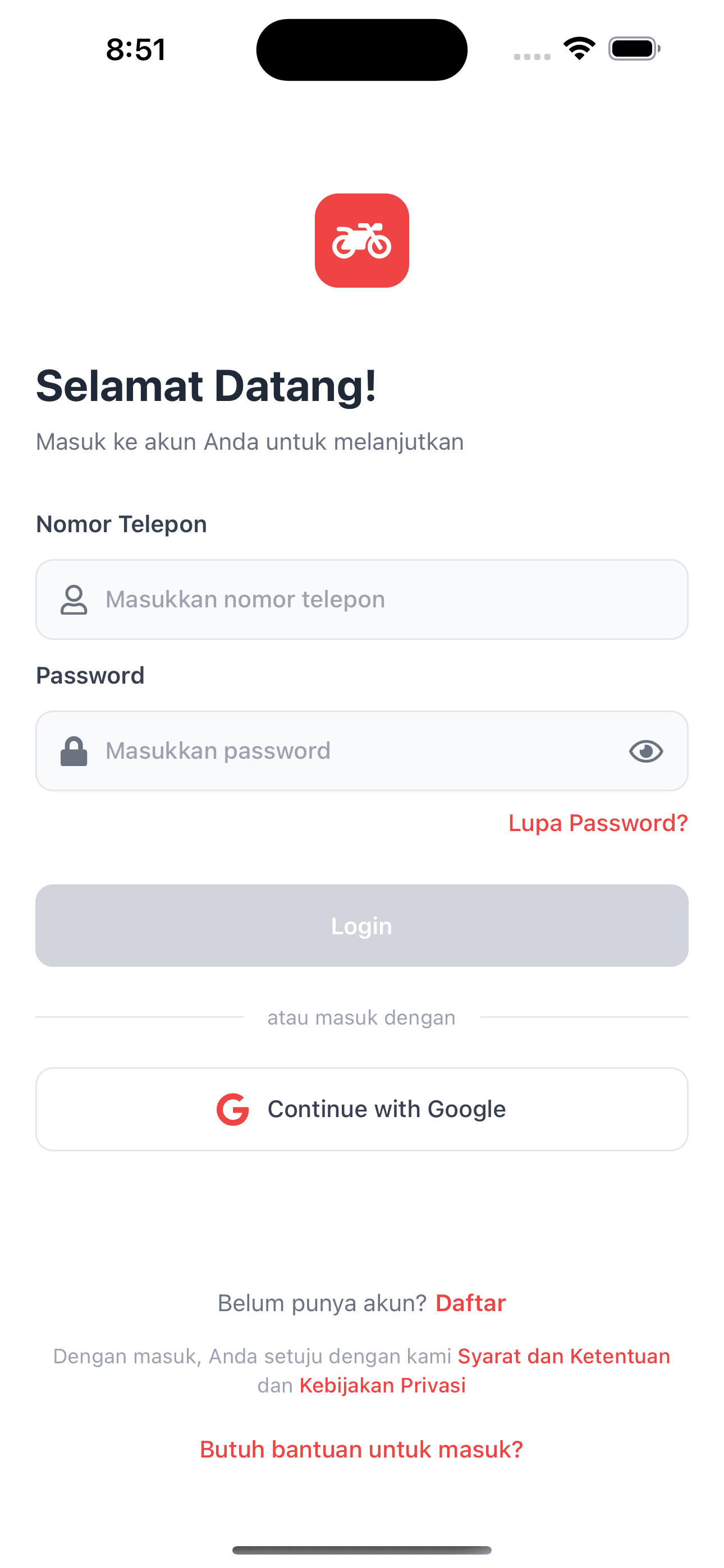 Login Screen